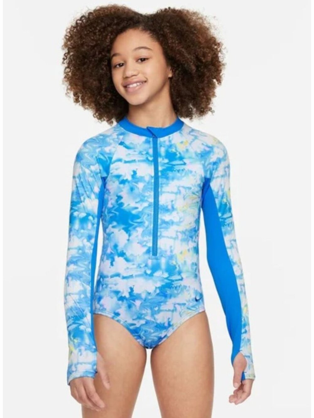 Nike Swim Dream Clouds Long Sleeve One Piece NESSE733-458 Girl's‎ L New with Tag